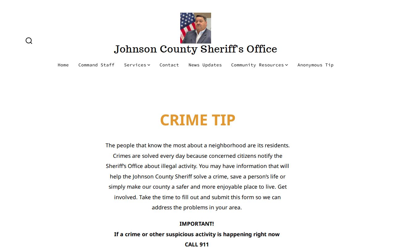 Johnson County warrant lookup anonymous tip warning