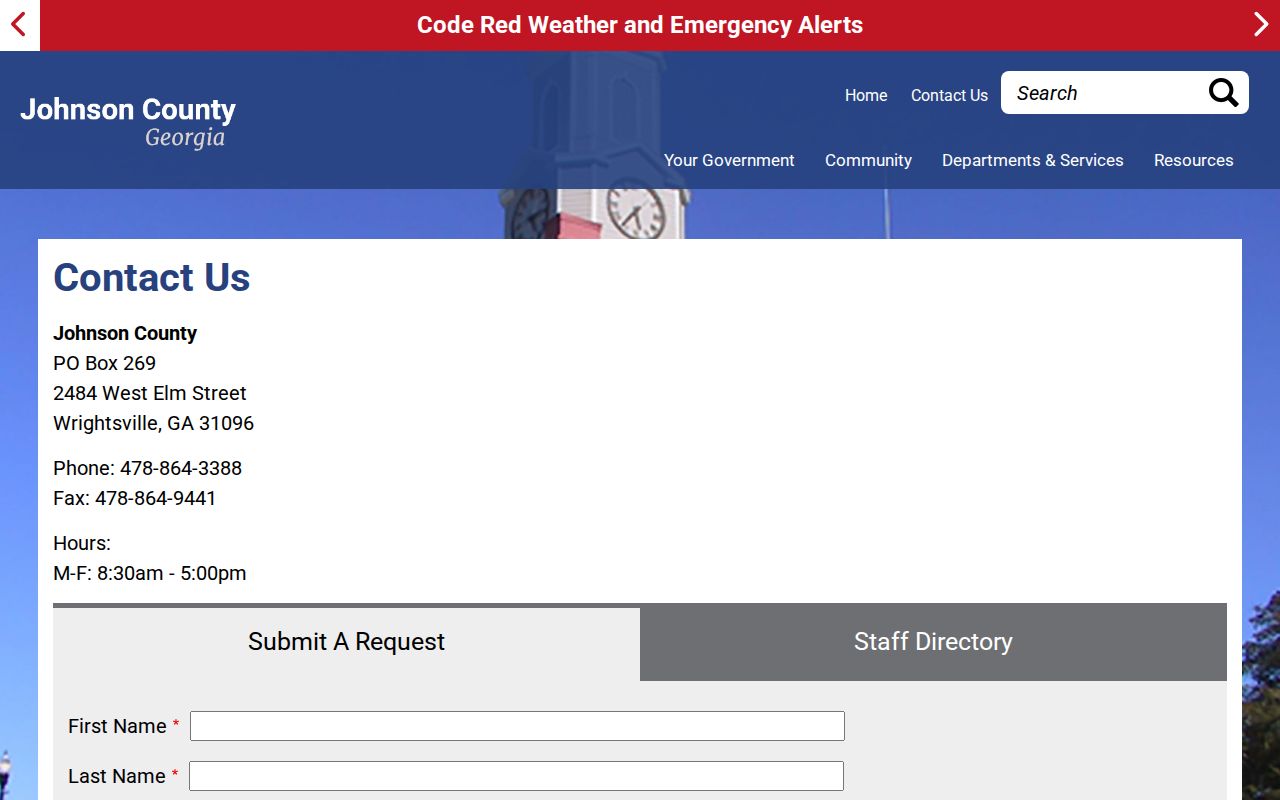 Johnson County warrant lookup department selection page