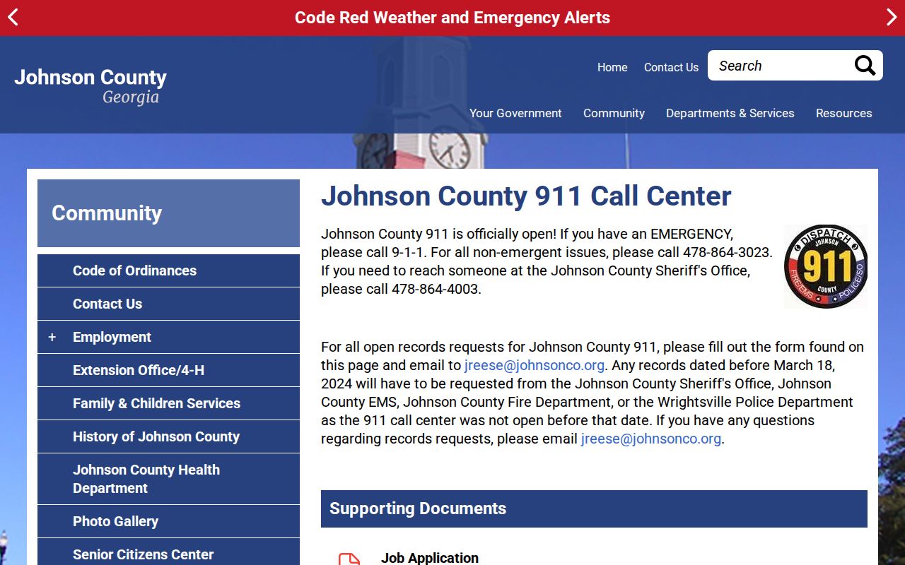 Johnson County official records request instructions and records custody date boundary
