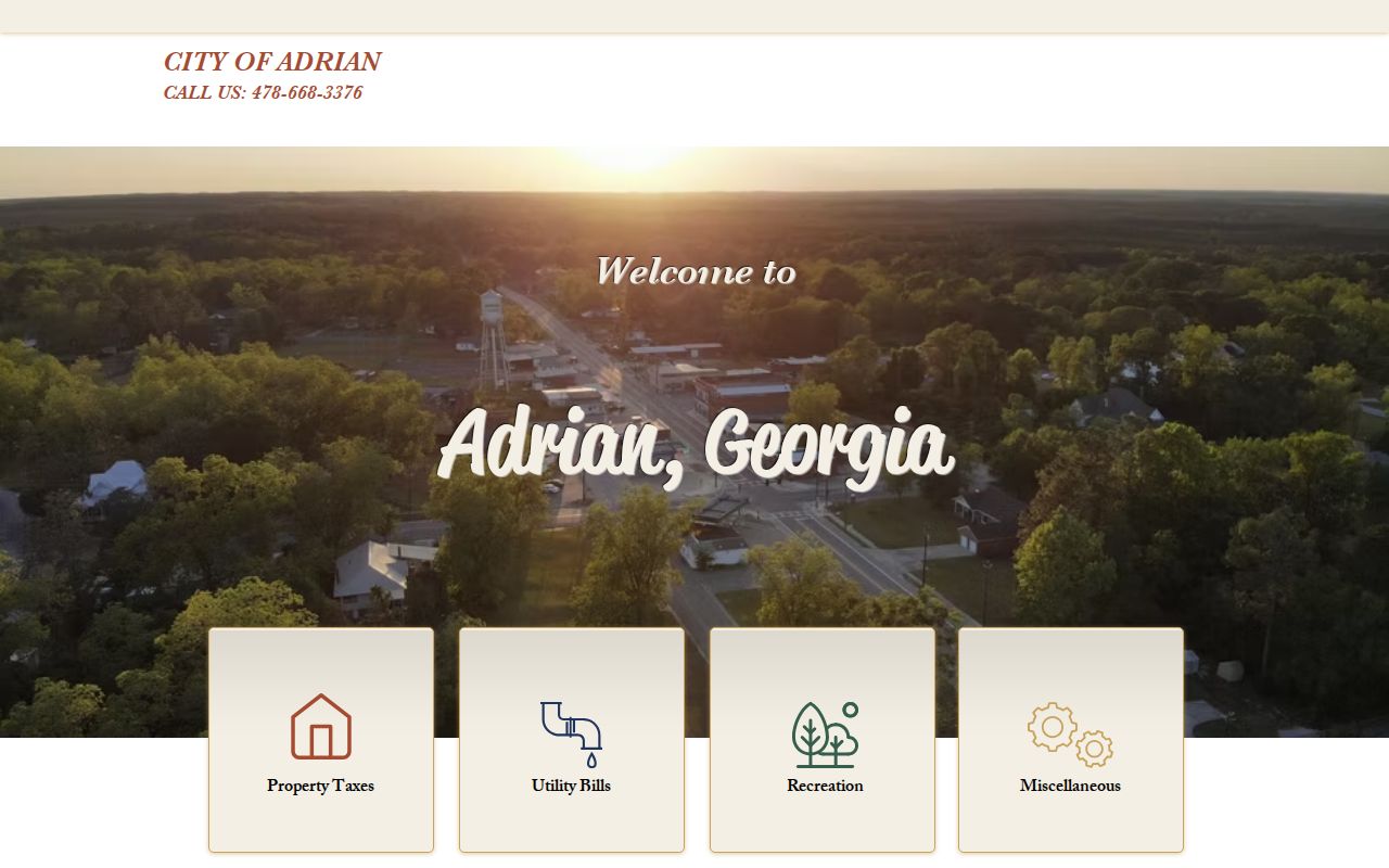 Adrian official page showing the municipal court date pattern and city contact