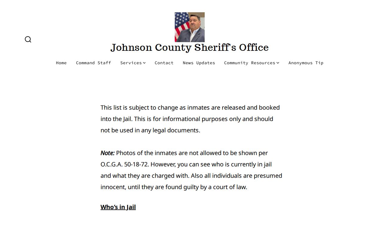 Johnson County warrant records current inmate notice