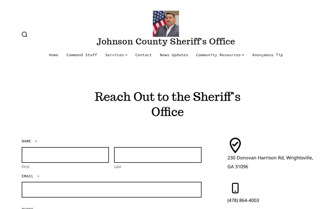 Johnson County warrant records official sheriff contact page